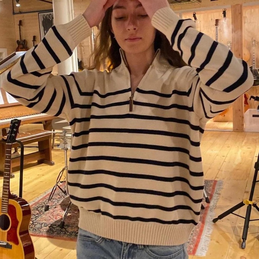 Brandy Melville Aleah Cotton Stripe Sweater One Size